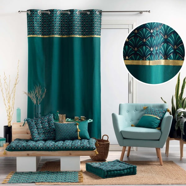 Tenda color petrolio in cotone 140x240 cm Artchic – douceur d'intérieur-image-3