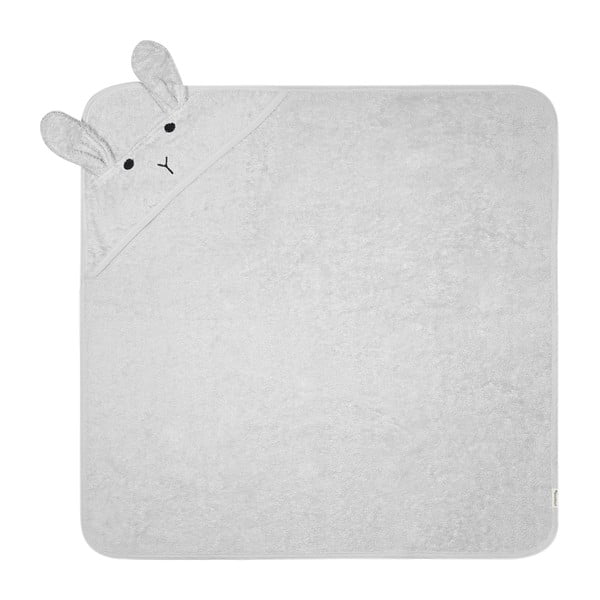 Asciugamano con cappuccio da bambini grigio in cotone 76x76 cm Rabbit – Kindsgut-image-3