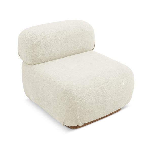 Parte divano componibile color crema con rivestimento in bouclé Ailani – Makamii-image-1