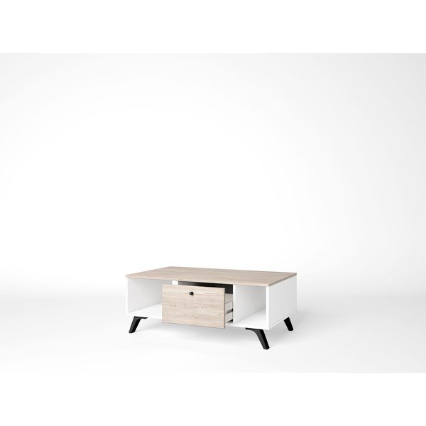 Tavolino in rovere decorato in colore naturale 60x100 cm Sahara - Marckeric-image-2