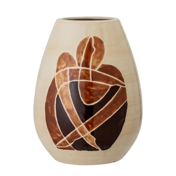 Vaso in gres dipinto a mano bianco/marrone Jona - Bloomingville