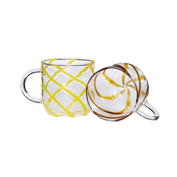 Tazze in set gialle in vetro borosilicato 2 pz 450 ml Kiosk – Hübsch-image-3