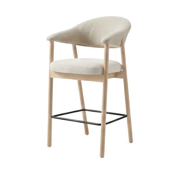 Sgabello da bar color crema/di colore naturale imbottito con braccioli (altezza della seduta 67 cm) Elk – Unique Furniture