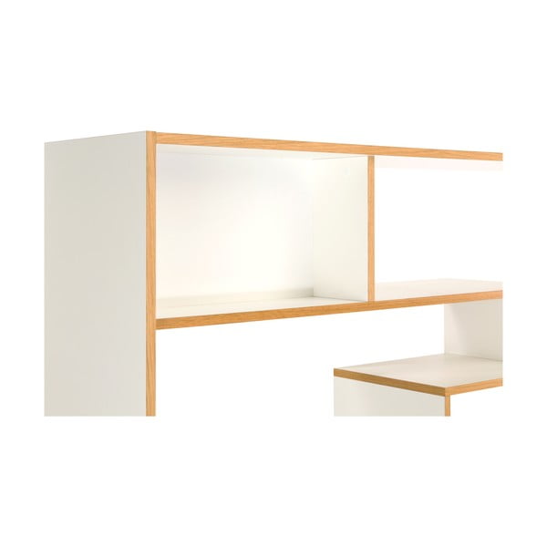 Libreria bianca con bordo in legno 140x143 cm Southbury - Woodman-image-4