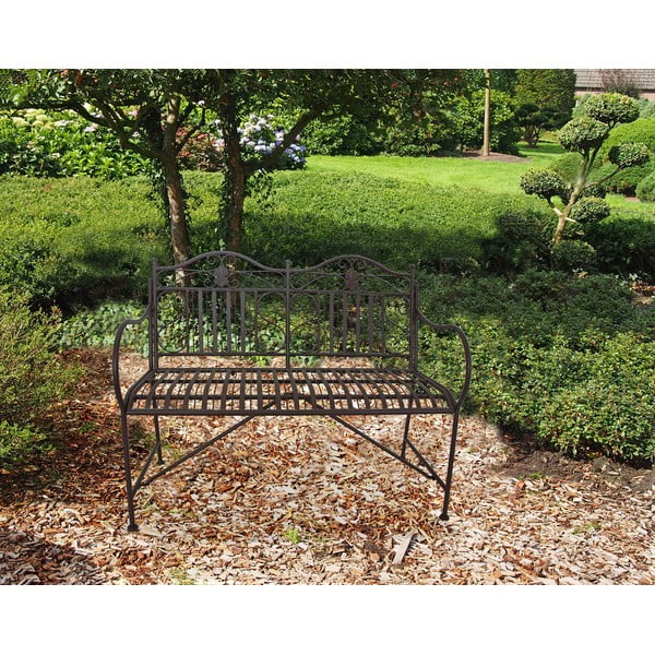 Panchina da giardino in metallo marrone scuro Mangan - Garden Pleasure-image-1