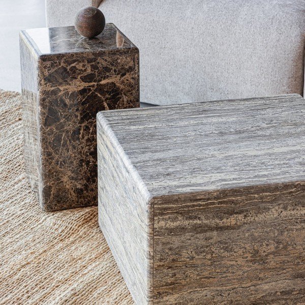 Tavolino da salotto rotondo marrone chiaro in marmo ø 60 cm Vexa – WOOOD-image-1