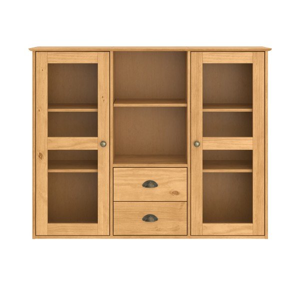 Vetrina colore naturale chiaro in pino massiccio 127x100x30 cm Edith – Støraa