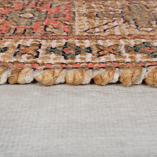 Tappeto rosa e color terracotta in misto iuta tessuto a mano 60x230 cm Lana Jute – Flair Rugs-image-4