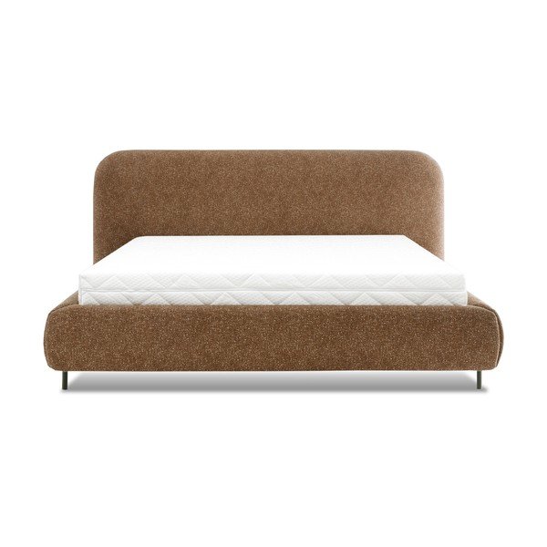 Letto matrimoniale imbottito giallo ocra con contenitore e rete inclusi 140x200 cm Pointt – ELTAP-image-3