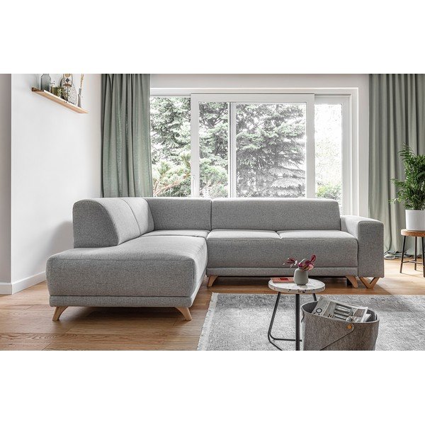 Divano angolare grigio chiaro allungabile e con contenitore (penisola a sinistra/a L) Classy Sophie – Miuform-image-1