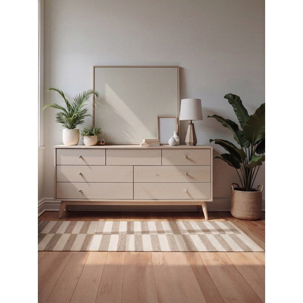 Tappeto bianco/marrone chiaro in lana reversibile/tessuto a mano 80x150 cm Vika – Hanse Home-image-1