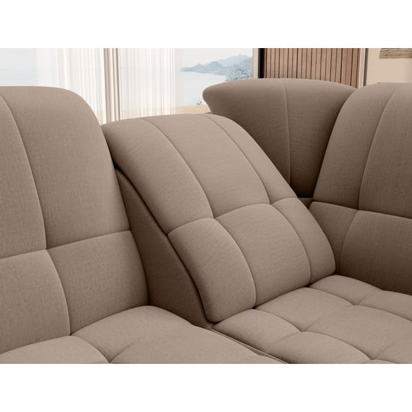 Divano angolare marrone allungabile/con contenitore (con penisola a destra/a L) e rivestimento in velluto Sado – ELTAP-image-1