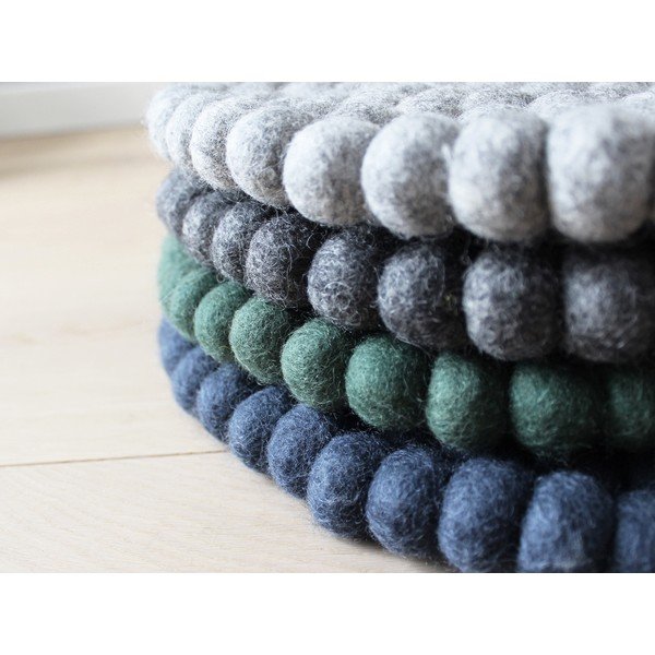 Cuscino per sedia in lana blu scuro, ⌀ 30 cm - Wooldot-image-2