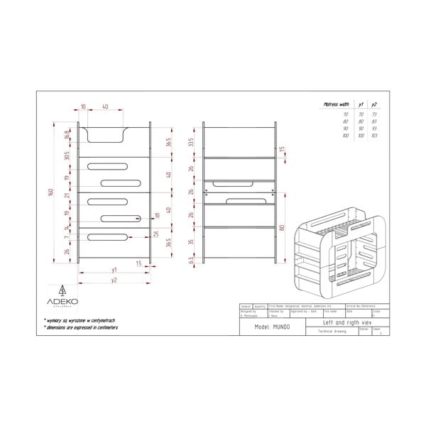 Letto a castello con contenitore 90x200 cm in colore naturale Mundo - Adeko-image-4