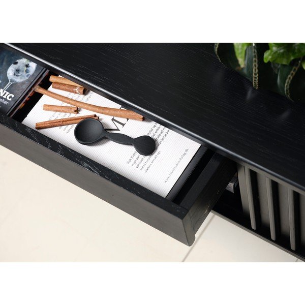 Tavolo TV nero in rovere 48x160 cm Siena - Unique Furniture-image-1