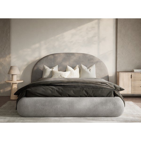 Letto matrimoniale imbottito greige con contenitore con rete inclusa 160x200 cm Maumere – Maison de Rêve-image-4