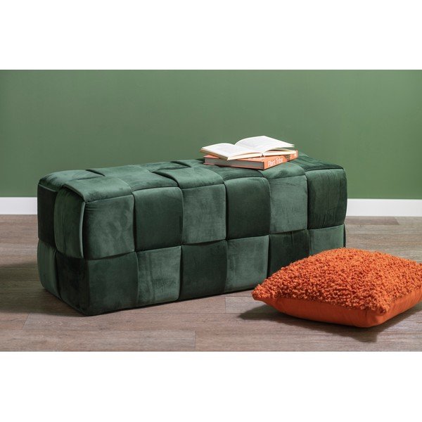 Sgabello in velluto verde scuro Weaved - Leitmotiv-image-1