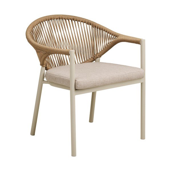 Sedia da esterno beige in metallo/in imbottito Abela – House Nordic