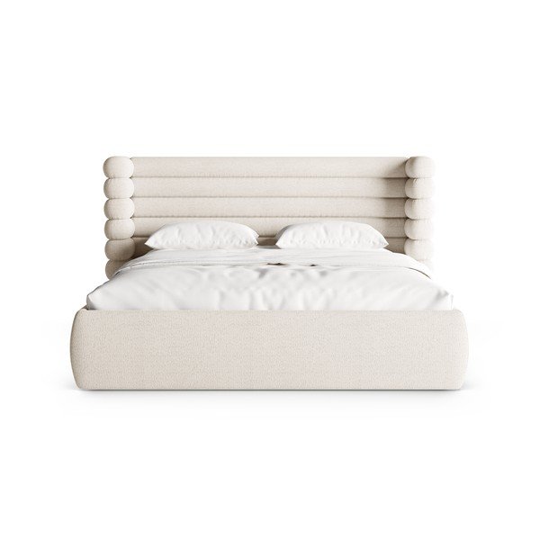 Letto matrimoniale imbottito beige con contenitore con rete inclusa 200x200 cm Mount – Micadoni -image-4