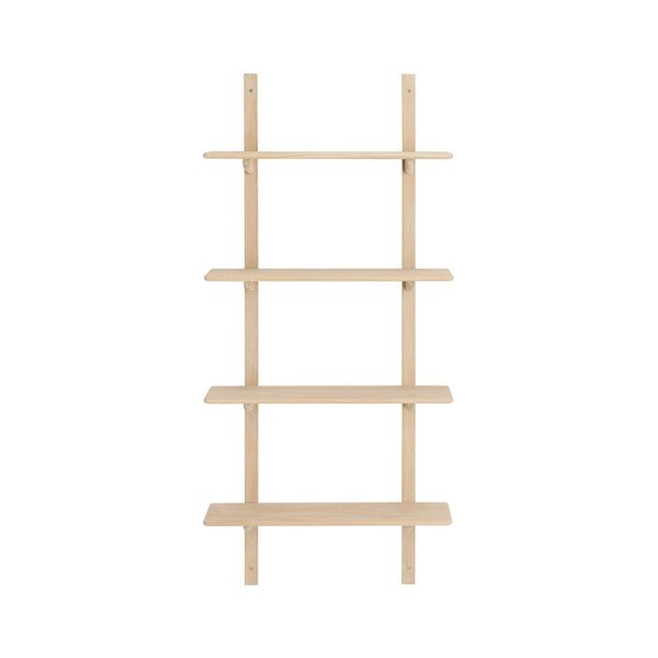 Mensola colore naturale chiaro in rovere massiccio con ripiani multipli 70 cm Albin – Ellos Home-image-2