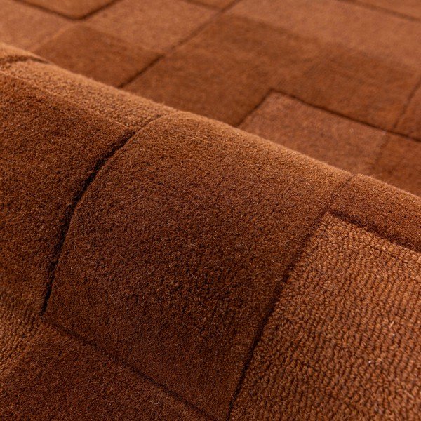 Tappeto color terracotta in lana tessuto a mano 120x170 cm Checkerboard – Flair Rugs-image-4