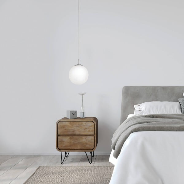 Lampadario bianco/argentato con paralume in vetro ø 25 cm RONDO – EGLO-image-3