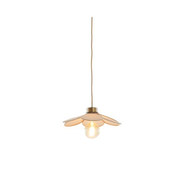 Lampadario color crema con paralume in tessuto Fyano – Light & Living-image-2