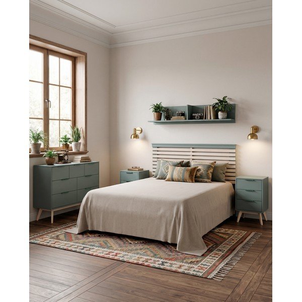 Cassettiera verde polveroso 120x83x40 cm Pisco – Marckeric-image-1