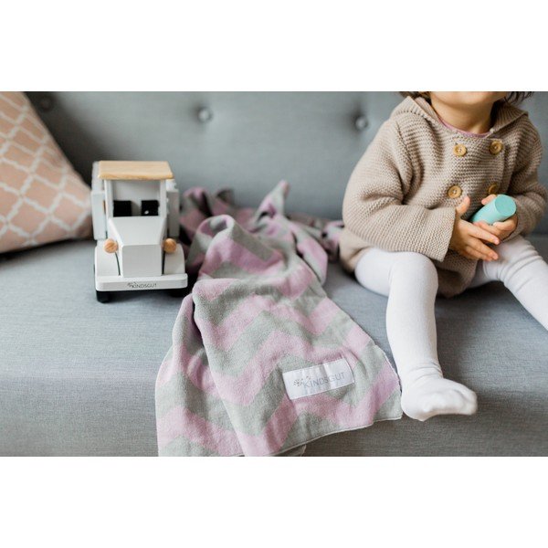 Coperta in cotone rosa-grigio Zigzag, 80 x 100 cm - Kindsgut-image-4