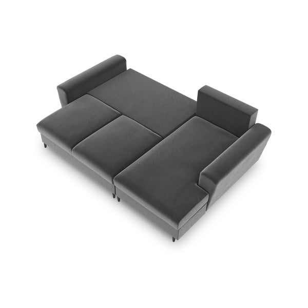 Divano angolare grigio chiaro allungabile e con contenitore (con penisola a destra/con chaise lounge) con rivestimento in velluto Kyoto – Cosmopolitan Design-image-2