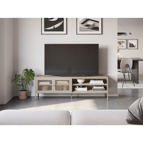 Mobile TV color crema in metallo 160x50x35 cm Fayna – Marckeric-image-1