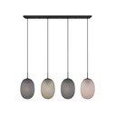 Lampadario nero opaco con paralume in vetro Facette – Trio