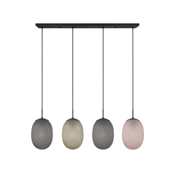 Lampadario nero opaco con paralume in vetro Facette – Trio