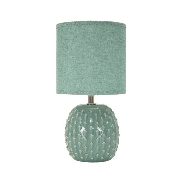 Lampada da tavolo azzurra in ceramica con paralume in tessuto (altezza totale 27 cm) Pontus – Mauro Ferretti