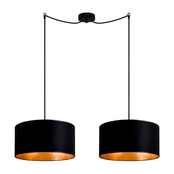 Lampada a sospensione nera con due bracci e interno dorato , ⌀ 36 cm Mika - Sotto Luce