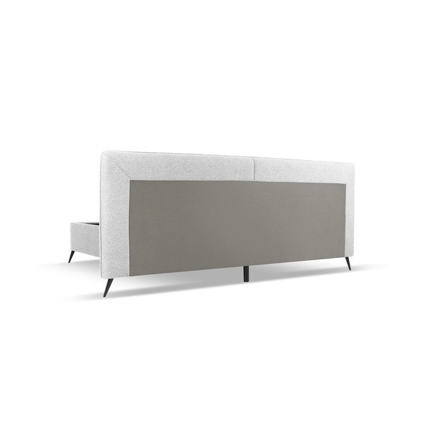 Letto matrimoniale imbottito grigio chiaro con contenitore e griglia 160x200 cm Walter - Milo Casa-image-3