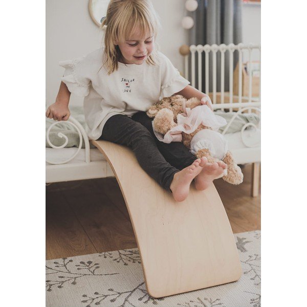 Tavola di equilibrio montessori di colore naturale in pino massiccio 80x30x18 cm Montessori – Meowbaby-image-2