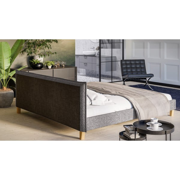 Letto matrimoniale imbottito grigio con griglia 200x200 cm Tina - Ropez-image-3