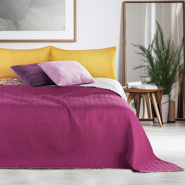 Copriletto reversibile in microfibra fucsia , 170 x 270 cm Bibi - DecoKing-image-1