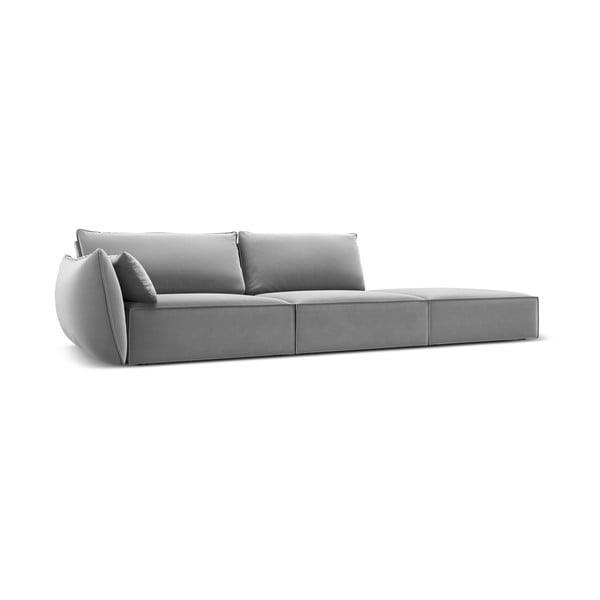 Divano grigio chiaro con penisola a sinistra con rivestimento in velluto 264 cm Vanda – Mazzini Sofas-image-2