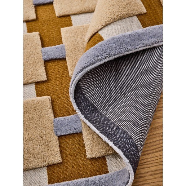 Tappeto giallo ocra in misto lana tessuto a mano 120x170 cm Mallory – MADE-image-3