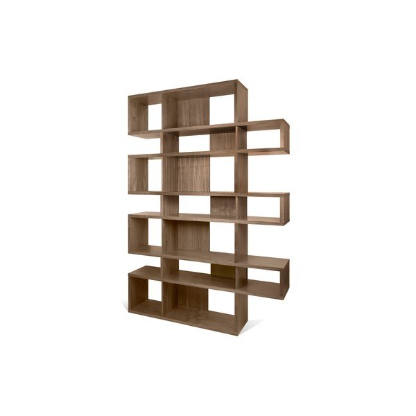 Libreria in legno di noce decorato Londra, altezza 220 cm - TemaHome-image-3