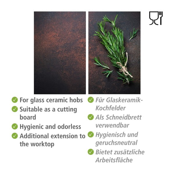 Set di copri fornelli in vetro temperato 2 pz 30x52 cm Rosemary – Allstar-image-2