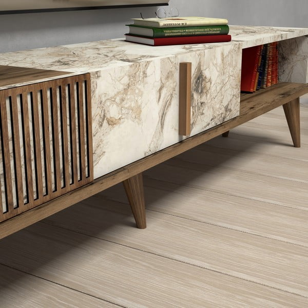 Mobile TV colore naturale in marmo 180x40 cm Milan - Kalune Design-image-4