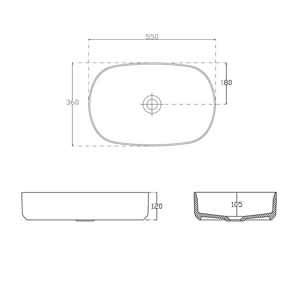 Lavabo rosa in ceramica 55x36 cm Infinity Oval – Sapho-image-3