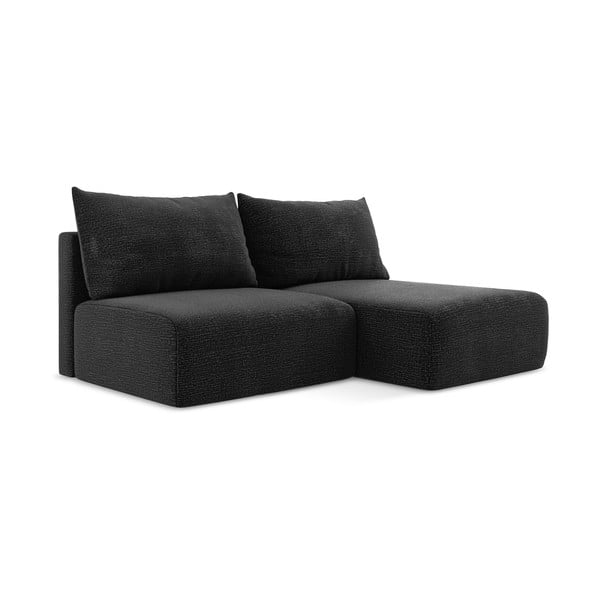 Divano angolare nero allungabile/con contenitore (con penisola a destra) Kalena – Makamii-image-2