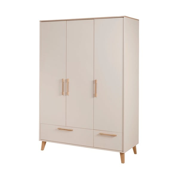 Armadio per bambini color crema/di colore naturale con effetto rovere 138x200x55 cm Jil – Roba-image-2