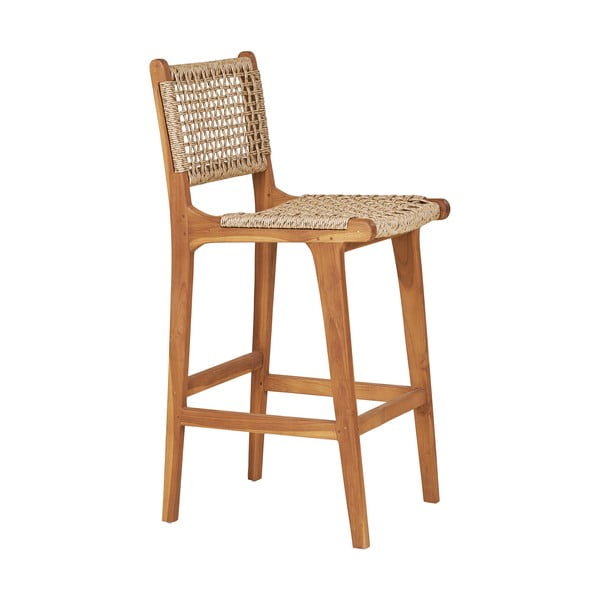 Sgabello da bar di colore naturale in teak massiccio (altezza della seduta 60 cm) Derby – House Nordic-image-3