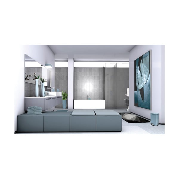 Cestino per la spazzatura azzurro in acciaio con pedale 5 l   Akira – Spirella-image-3