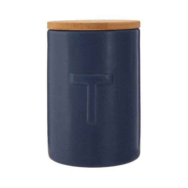 Scatola da tè blu scuro con coperchio in bambù Fenwick - Premier Housewares